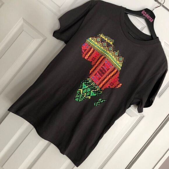 Mighty Fine Afrocentric Africa Map Print T-Shirt Size L - Picture 3 of 10